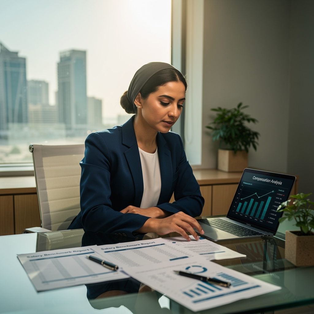 متخصص يراجع بيانات سوق العمل والرواتب